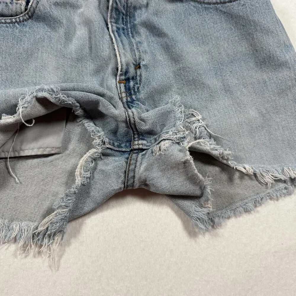 Vintage Levi's cut off denim shorts micro jean shorts distressed size 26 waist - Picture 10 of 12